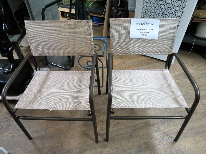 Brown Jordan Side Chairs Bronze Powder Coated finish and new slings.  Aluminum frames - lightweight-good quality