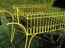 Antique Wrought Iron Flower Cart on Wheels  Recently restored in powder coated finish