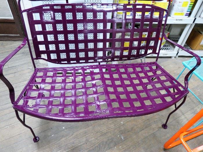 Vintage Bench restored in a purple powder coated finish