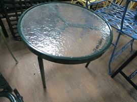 Brown Jordan side table w/ glass