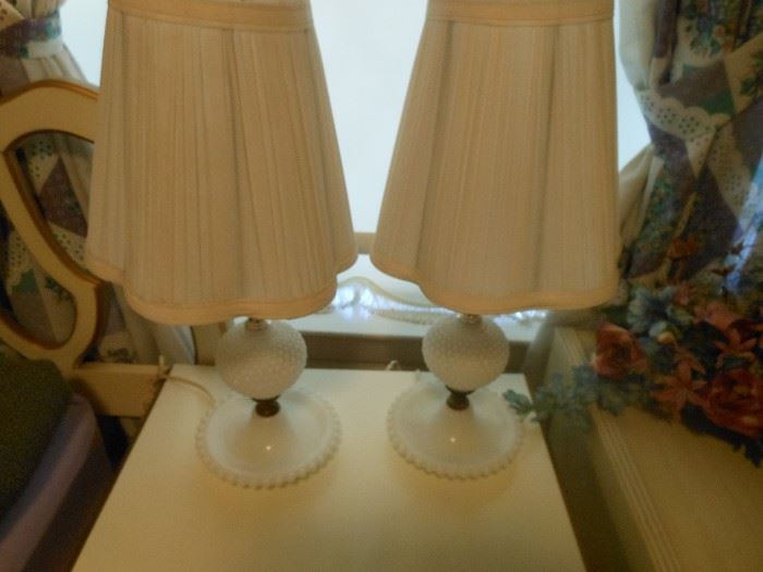 Matching milk glass lamps