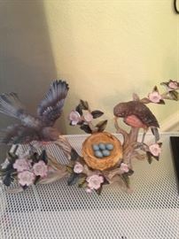 Detailed robins with their nest