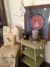 Parson chair and 3-tiered table