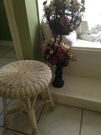 White wicker stool