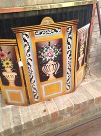 Hand painted fire screen