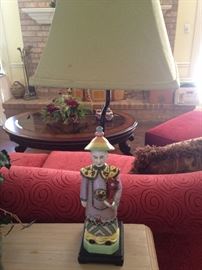 One of two coordinating Asian lamps