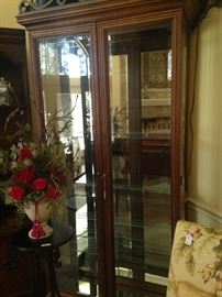Two-door glass front and glass shelf display cabinet