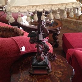 Monkey lamp with fringed trim shade