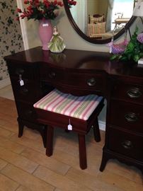 Vanity with upholstered bench