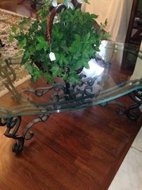 Glass top and metal coffee table