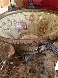 Beautiful metal and porcelain bowl