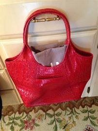 Red Brahmin purse with cloth storage bag