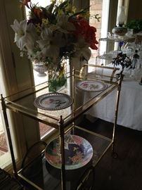 Solid brass tea cart