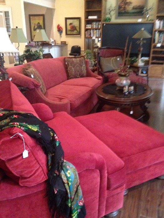 Over-sized chair and ottoman; curved sides sofa
