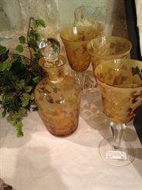 Gold decanter and stemware