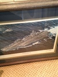 Framed Naval art - USS Abraham Lincoln - Commissioned Nov. 11, 1989