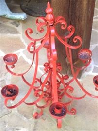 Hang this red chandelier for candle light on the patio!