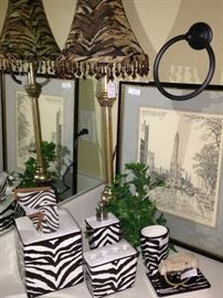 Darling zebra bathroom decor; animal print lamp