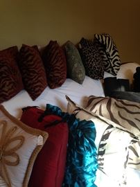 Some of the many decorative pillows