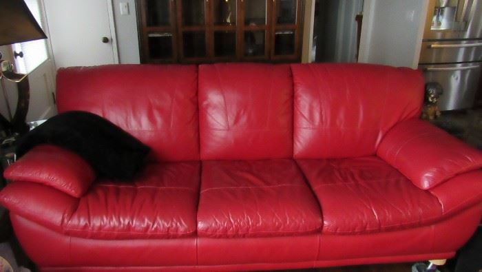 Red Leather Sofa and matching loveseat