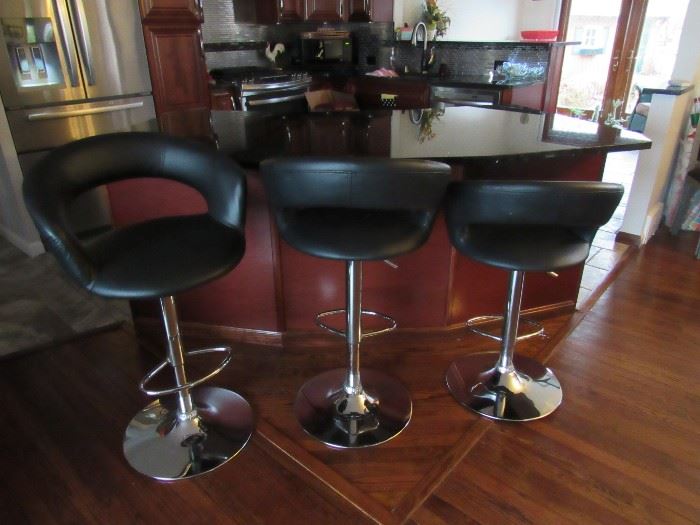 Leather and Chrome Swivel Counter Stools