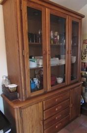 Solid Oak Hutch, Two Pieces