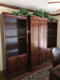 3 PIECE WOODEN BOOKCASES WITH CABINET-103”W x 21”D x 80”H