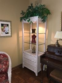 HENRY LINK WICKER LIGHTED SHELF WITH 3 DRAWERS-30"W x 19"D x 76”H