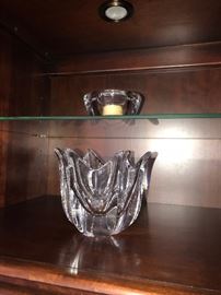 CRYSTAL BOWL AND CANDLE HOLDER