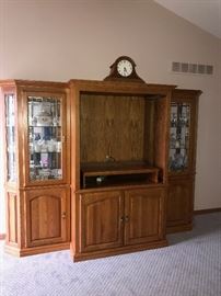 TV CABINET WITH LIGHTED CURIO CABINETS