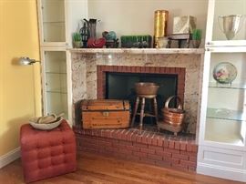 Upholstered Button Tuck Ottoman, Primitive Bowl & Scoop, Decor & More