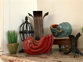 Faux Greenery, Pottery & Primitive Look Decor