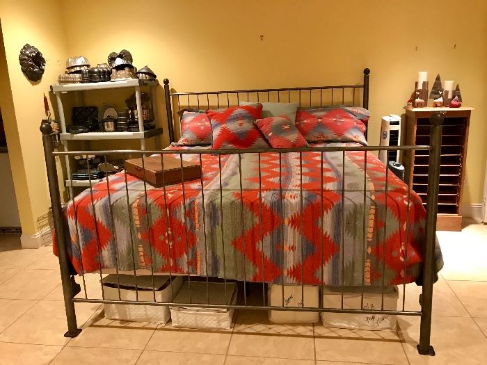 King Size Metal Frame Bed, Southwestern Style Bedding & More