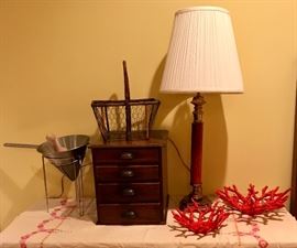 Vintage Table Top Paper / File Organizer, Decorative Coral Style Bowls & More