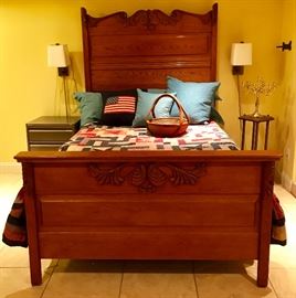 Early 1900s Oak High Back Bed & More