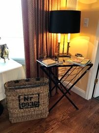 Wine Rack Table, Vintage  Style Foyer Lamp, Wicker Basket & More