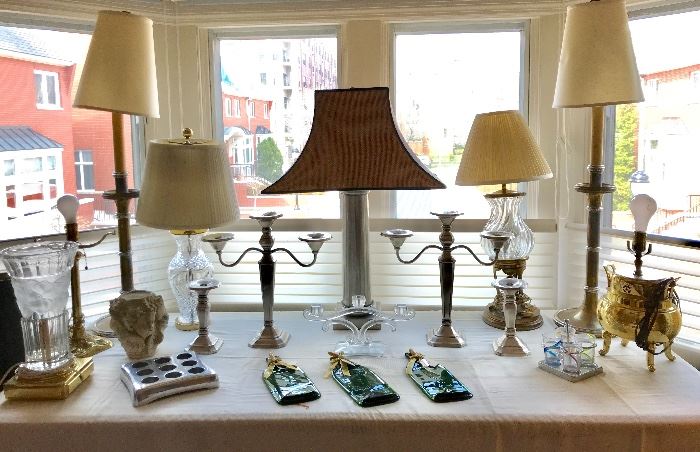 Selection of Vintage & Newer Lamps (Waterford, Chinoiserie, Etc), Candelabras & More