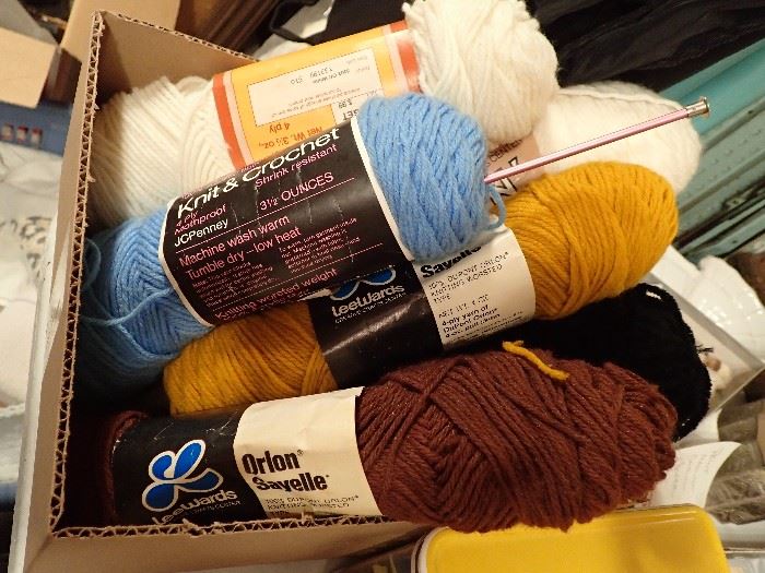 BOXES OF YARN AND NEEDLES