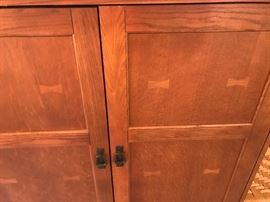 Mission Style Entertainment / Media Cabinet With Glass In Doors