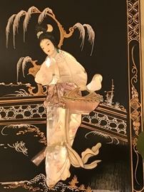 PAIR Asian Mother Of Pearl Inlay Wall Panels