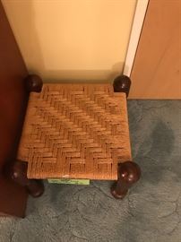 Vintage Rope Stool With Turned legs