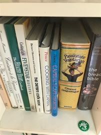 Assorted Small Kitchen Appliances ~ Assorted Cookbooks ~ Bakers Rack