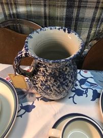 Blue Sponge Ware Pitcher
