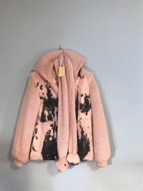 Elain Knit And Rabbit Fur Coat With Scarf