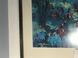 Vintage Leroy Neiman  " FOX HUNT FOR THE UNICORN" Framed Lithograph