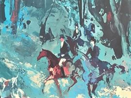 Vintage Leroy Neiman  " FOX HUNT FOR THE UNICORN" Framed Lithograph