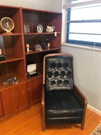 Vintage Black And Rattan Recliners ~ TWO AVAILABLE ~ Vintage Danish Modern Bookcase Cabinets ~ TWO AVAILABLE