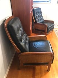 Vintage Black And Rattan Recliners ~ TWO AVAILABLE ~ Vintage Danish Modern Bookcase Cabinets ~ TWO AVAILABLE