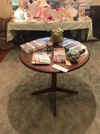 Wooden Side Table ~ Assorted Vintage Buttons