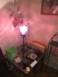 Iron And Glass Flower Shaped Table Lamp